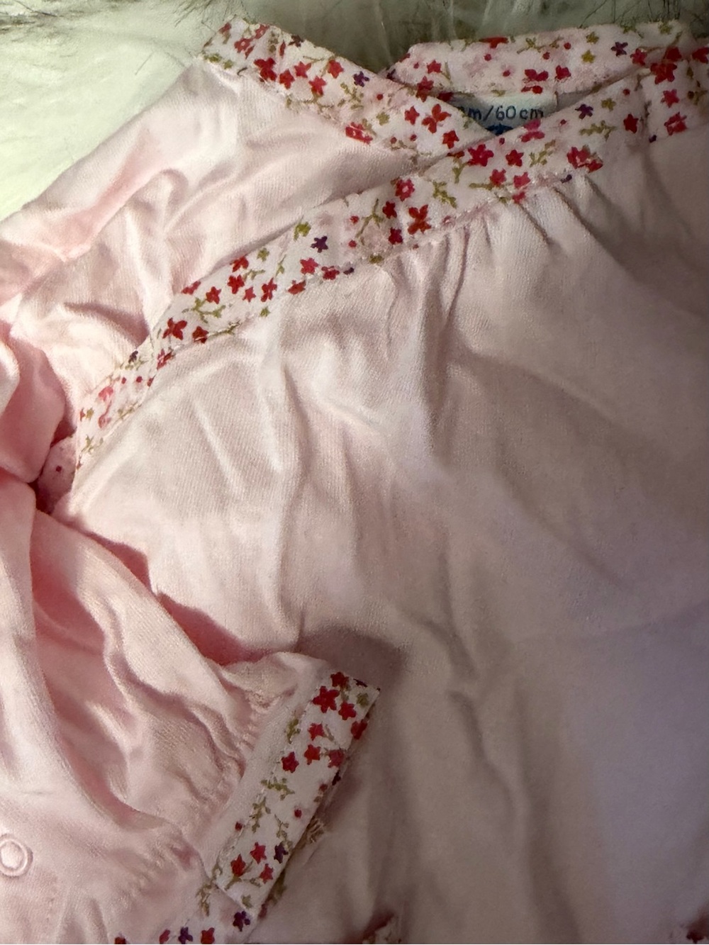 NWT Petit Bateau Baby Pink Floral-Trim One-Piece Romper - Picture 4 of 6